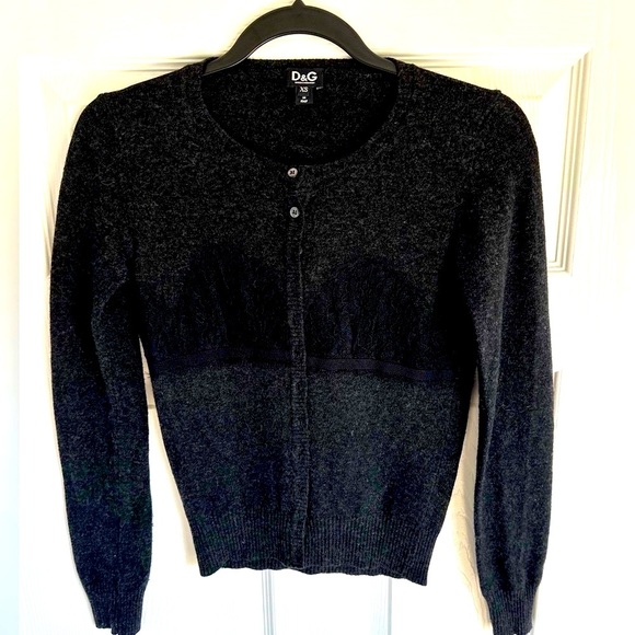 VTG 2000s Dolce&Gabbana Cashmere Blend Cardigan w Lace Trim Details - Picture 2 of 7